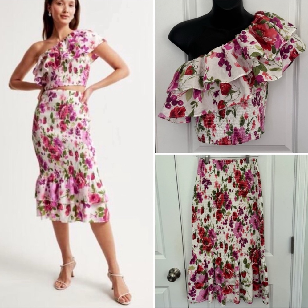 Abercrombie & Fitch Smocked Midi Top and Skirt